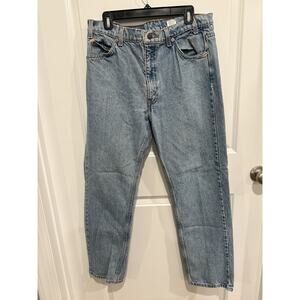 VINTAGE 1995 Levis 505 Jeans Mens Blue Stone Wash Black Bat Wing Tag 36x30